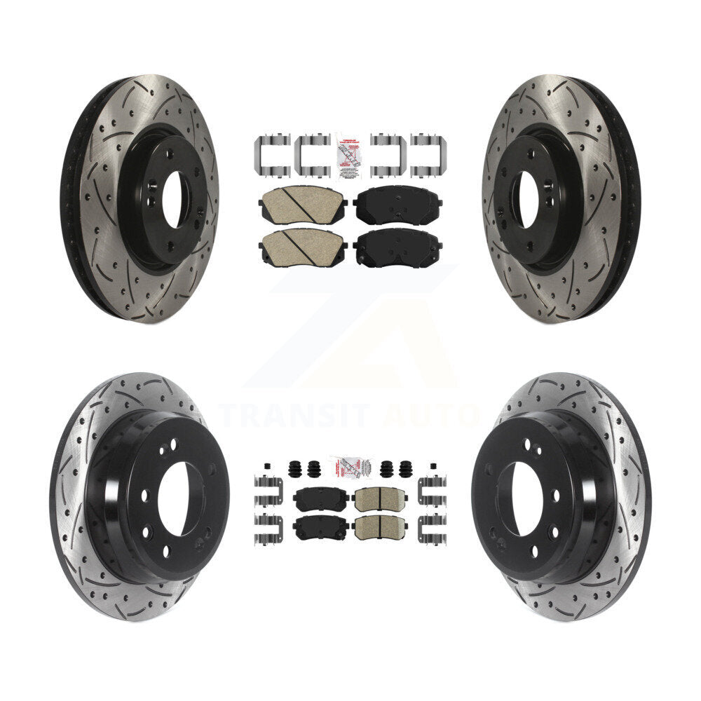 Kit de rotors de frein à disque à fente percée avec tampons en céramique avant et arrière, pour Hyundai Tucson Ki