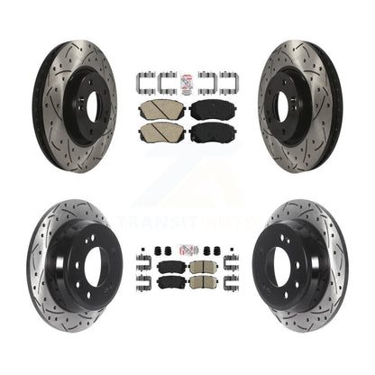 Kit de rotors de frein à disque à fente percée avec tampons en céramique avant et arrière, pour Hyundai Tucson Ki