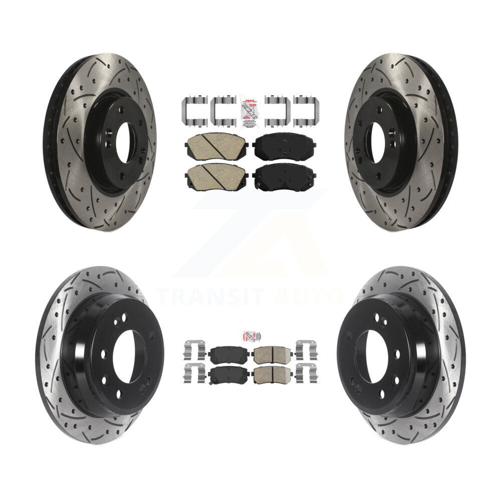 Kit de rotors de frein à disque à fente percée avec tampons en céramique avant et arrière, pour Hyundai Tucson Ki