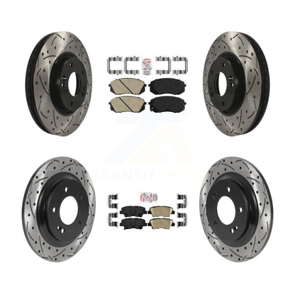 Kit de rotors de frein à disque à fente percée avec revêtement de tampon en céramique avant et arrière pour Kia Soul E