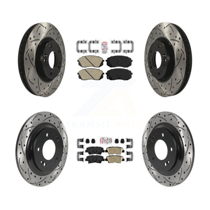 Kit de rotors de frein à disque à fente percée avec revêtement de tampon en céramique avant et arrière pour Kia Soul E