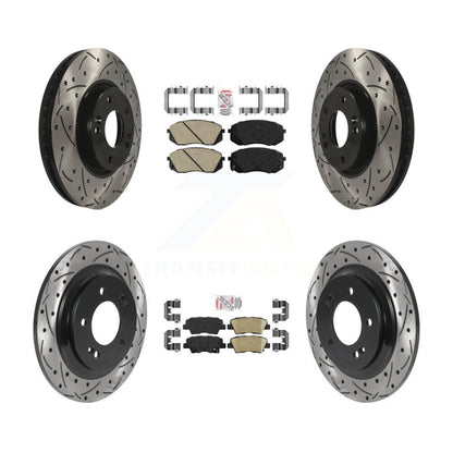 Kit de rotors de frein à disque à fente percée avec revêtement de tampon en céramique avant et arrière pour Kia Soul E