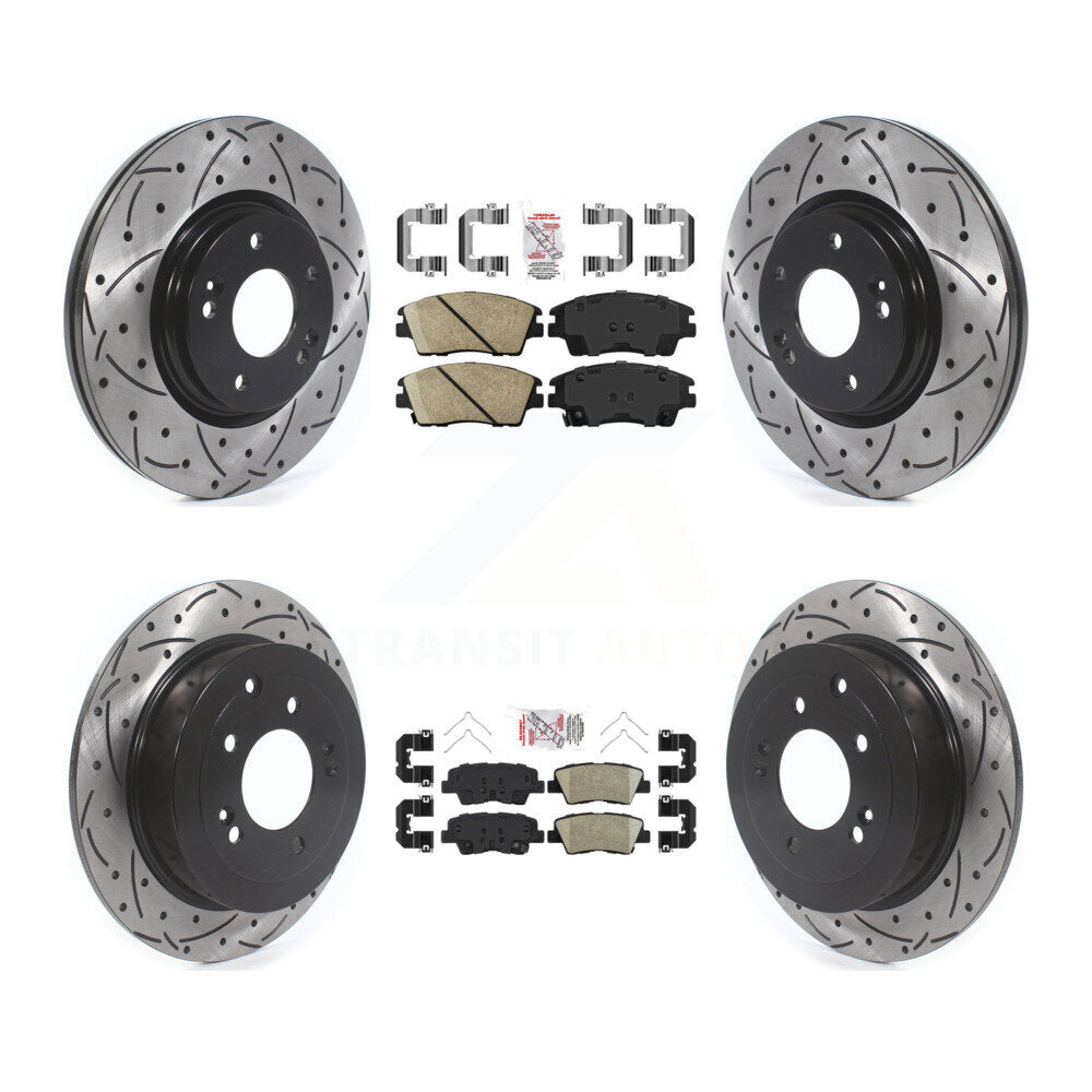Kit de rotors de frein à disque à fente percée avec tampons en céramique avant et arrière, pour Hyundai Tucson Ki