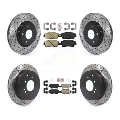 Kit de rotors de frein à disque à fente percée avec tampons en céramique avant et arrière, pour Hyundai Tucson Ki