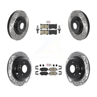 Kit de Rotors de frein à disque de fente de foret de tampon en céramique avant et arrière pour Hyundai Genesis 4.6