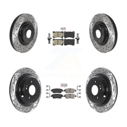 Kit de Rotors de frein à disque de fente de foret de manteau de protection en céramique avant et arrière pour Hyundai Genesi