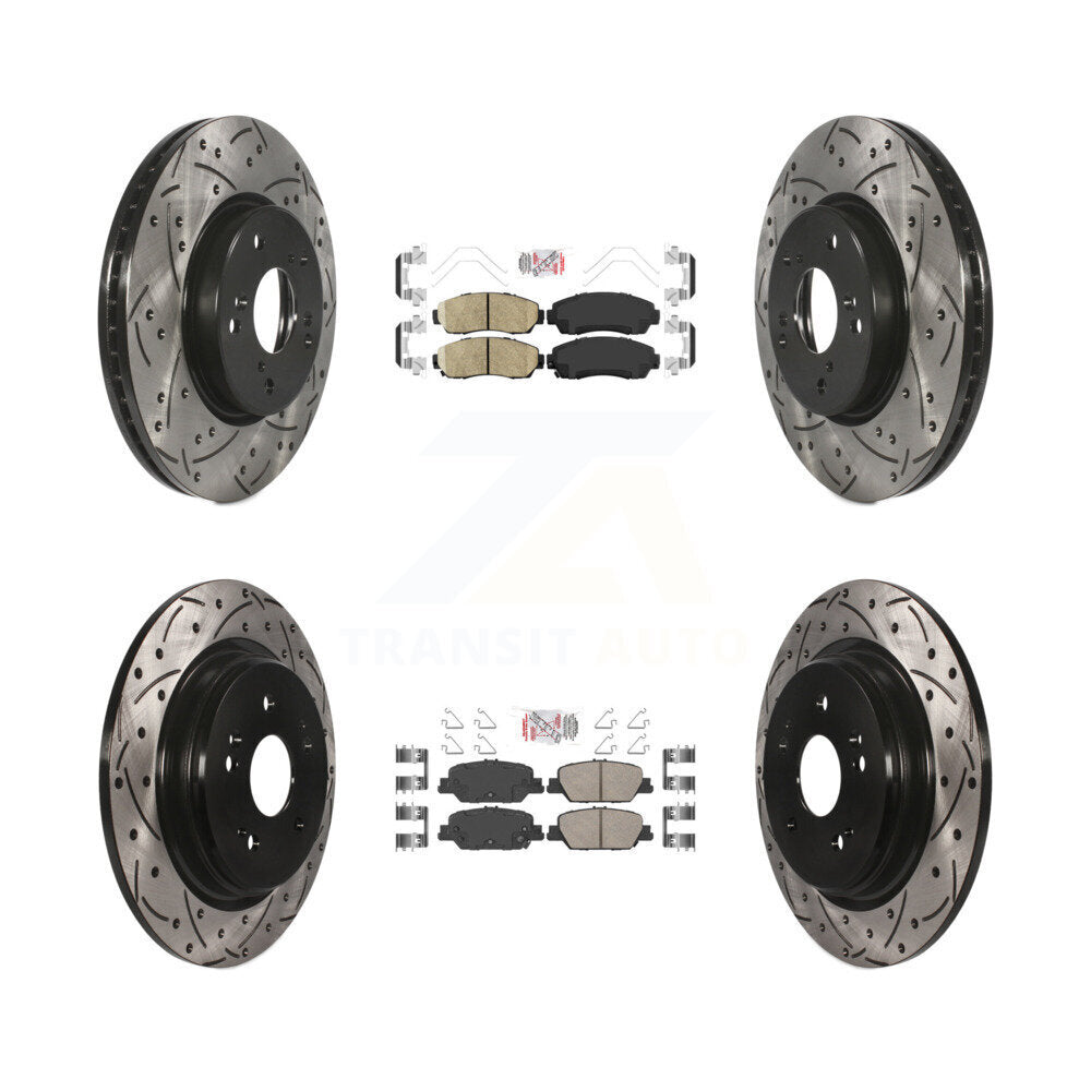 Kit de Rotor de frein à disque avec coussinet en céramique avant et arrière, fente percée, pour Honda CR-