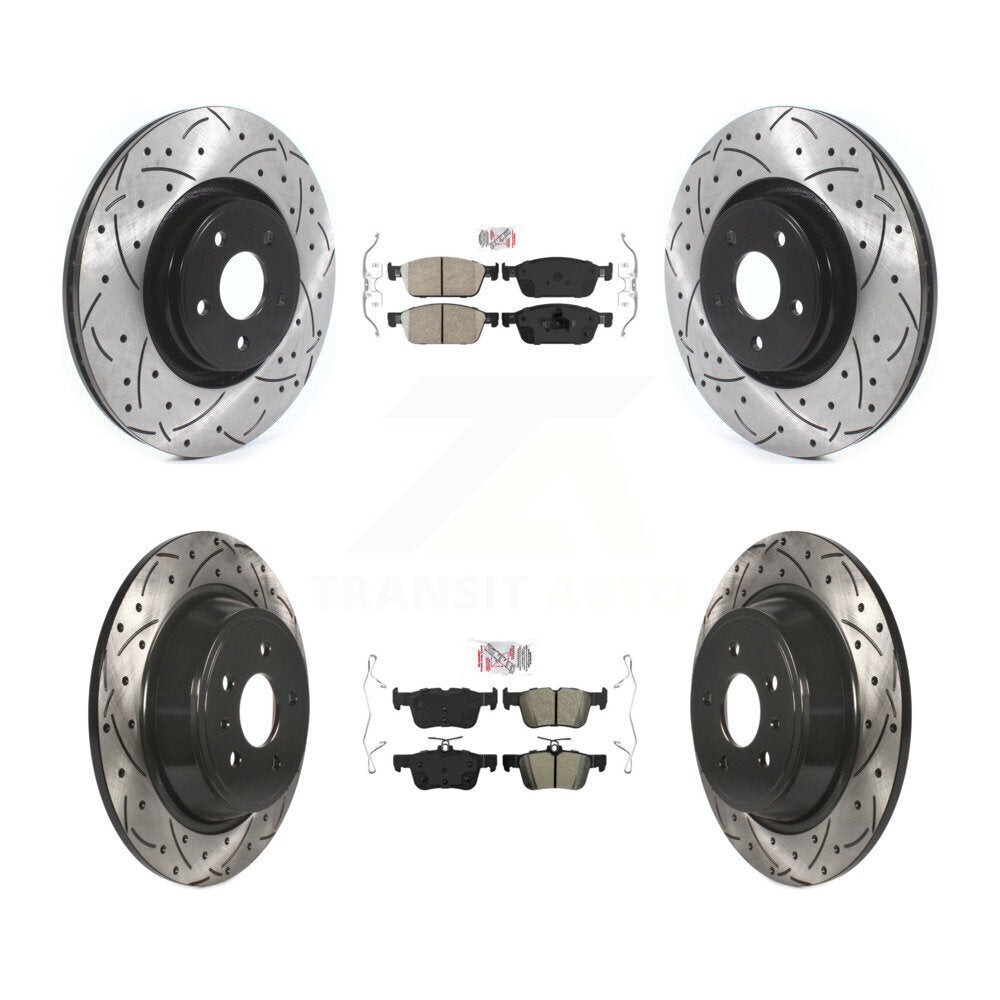 Kit de rotors de frein à fente de forage semi-métallique avant et arrière en céramique pour Lincoln MK
