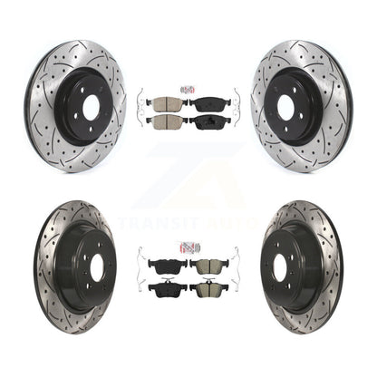 Kit de rotors de frein à fente de forage semi-métallique avant et arrière en céramique pour Lincoln MK