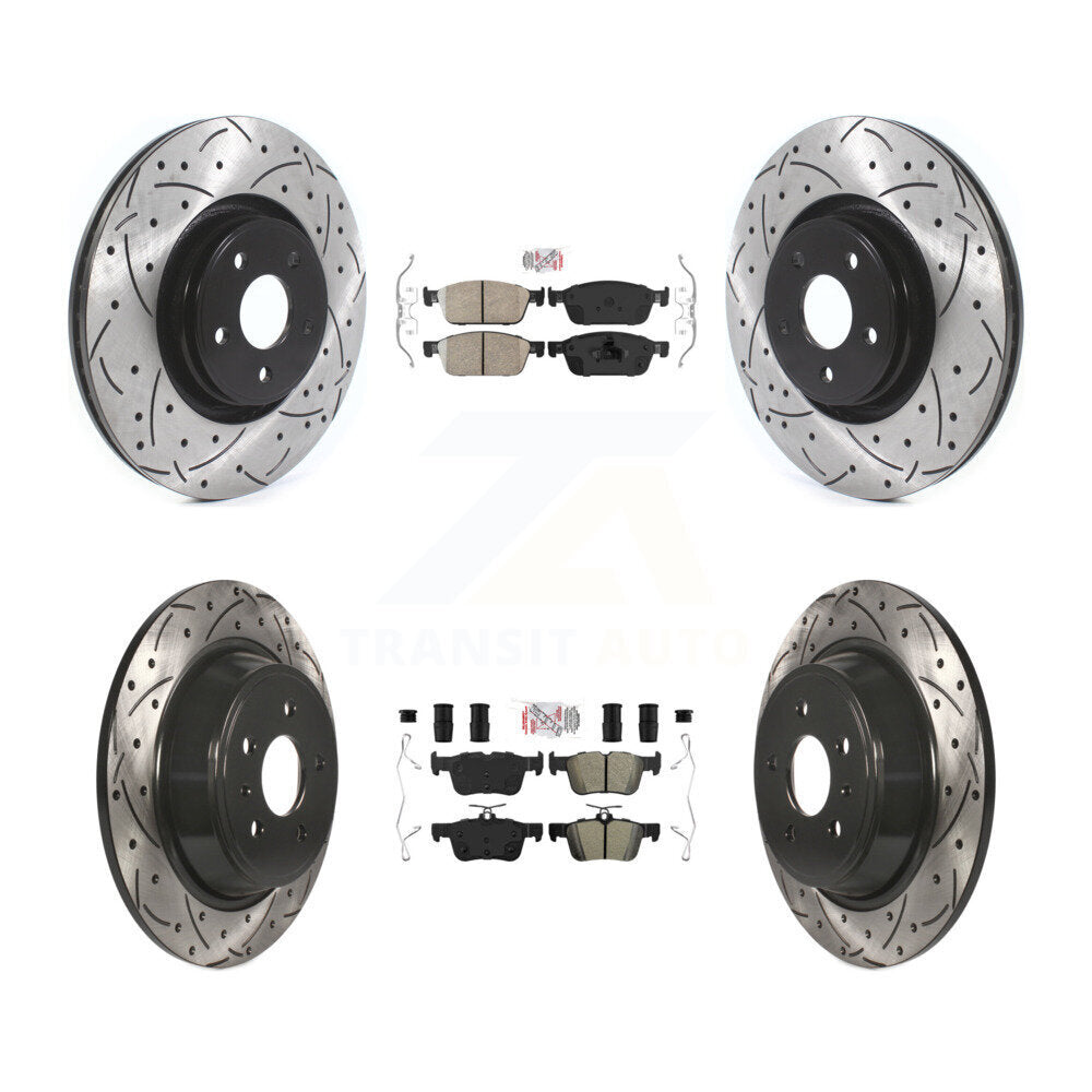 Kit de rotors de frein à fente de forage semi-métallique avant et arrière en céramique pour Lincoln MK