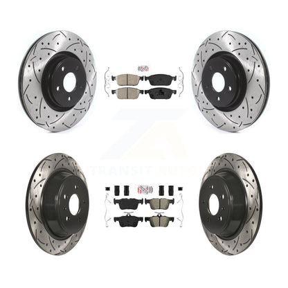Kit de rotors de frein à fente de forage semi-métallique avant et arrière en céramique pour Lincoln MK