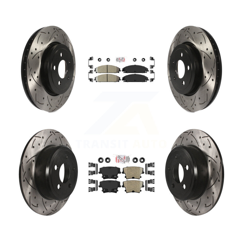 Kit de Rotor de frein à fente de forage de tampon en céramique avant et arrière pour Chrysler 300 AWD avec 3.5