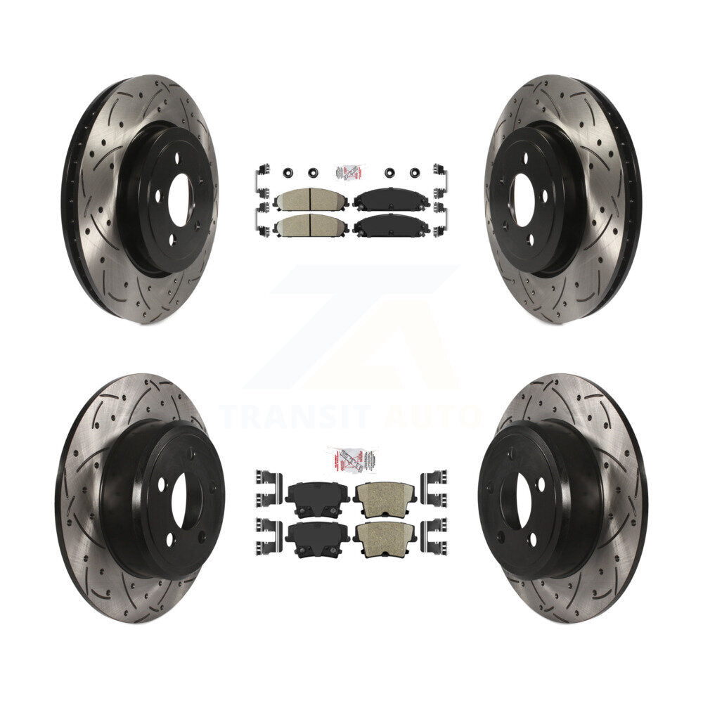 Kit de Rotor de frein à fente de forage de tampon en céramique avant et arrière pour Chrysler 300 AWD avec 3.5
