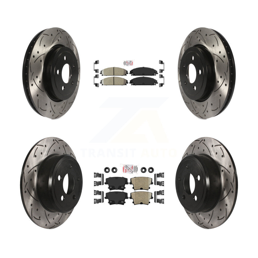 Kit de Rotor de frein à fente de forage de tampon en céramique avant et arrière pour Chrysler 300 AWD avec 3.5