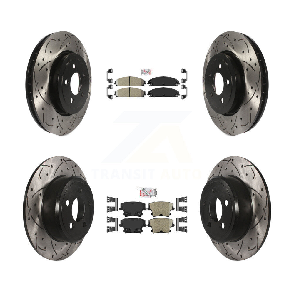 Kit de Rotor de frein à fente de forage de tampon en céramique avant et arrière pour Chrysler 300 AWD avec 3.5