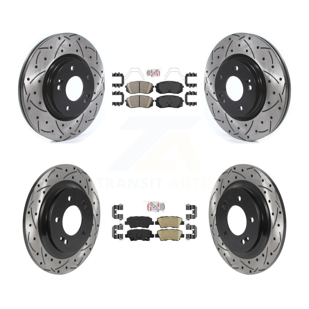 Kit de Rotor de frein avec coussinets en céramique avant et arrière, fente percée, pour Hyundai Elantra GT Ki