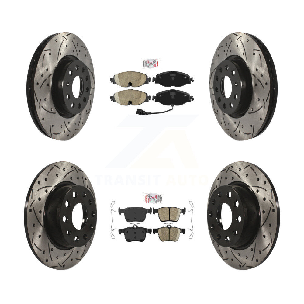 Kit de Rotor de frein à fente de forage de tampon en céramique avant et arrière, pour Volkswagen Taos Audi A3 T
