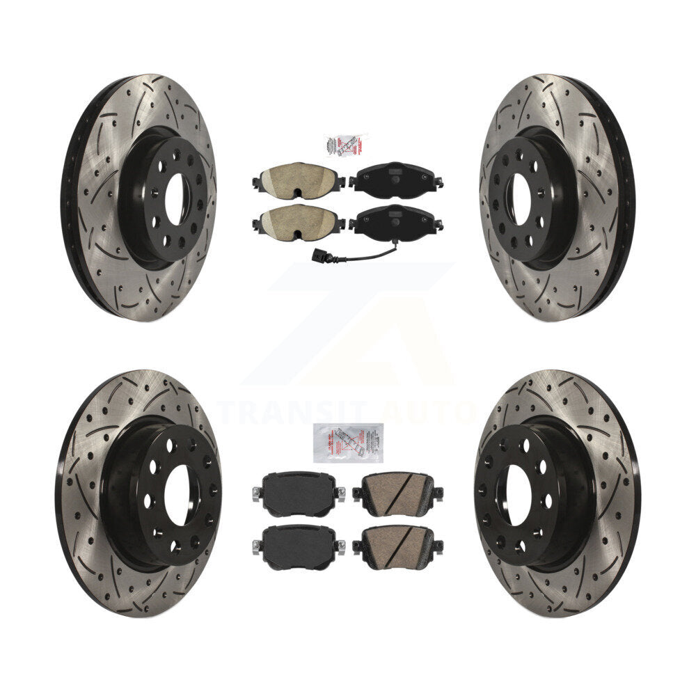 Kit de Rotor de frein à fente de forage de tampon en céramique avant et arrière pour Volkswagen Golf SportWage