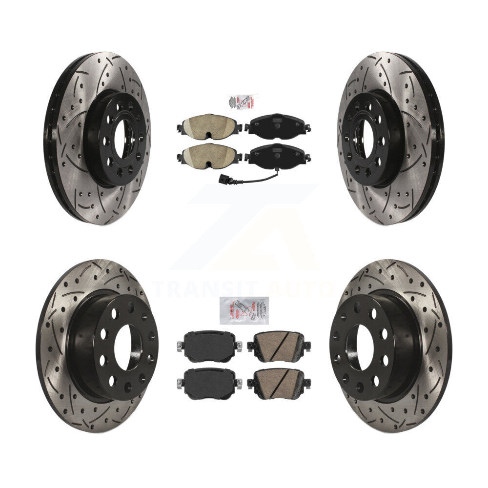Kit de Rotor de frein à fente de forage de tampon en céramique avant et arrière pour Volkswagen Golf SportWage