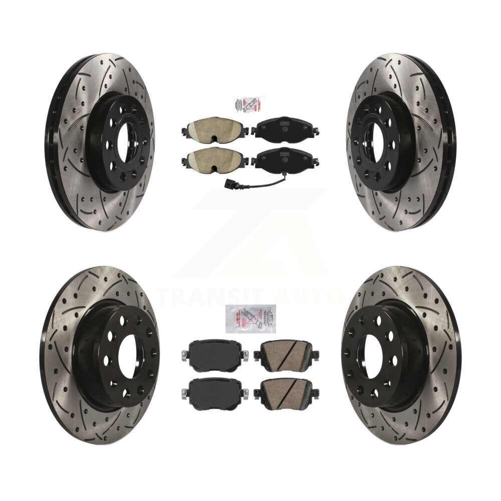 Kit de Rotor de frein à fente de forage de tampon en céramique avant et arrière pour Volkswagen Golf SportWage