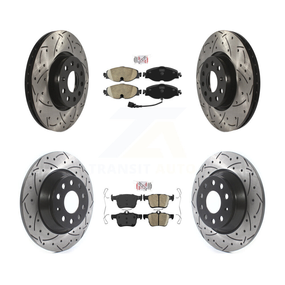 Kit de Rotors de frein à disque de fente de foret de manteau de protection en céramique avant et arrière pour Audi TT Quattr