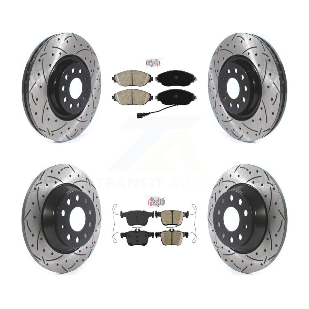 Kit de Rotor de frein à disque, fente de perçage de tampons en céramique avant et arrière, pour Volkswagen Jetta 2.0