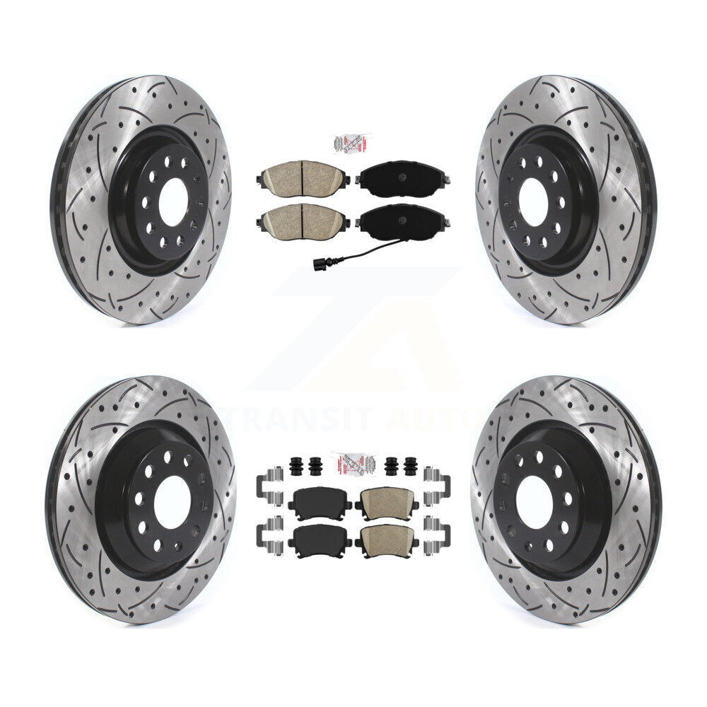 Kit de Rotor de frein à disque avec fente de forage revêtue de tampons en céramique avant et arrière pour Volkswagen GT