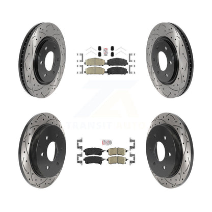 Kit de rotors de frein à disque avec fente de forage revêtue de tampons en céramique avant et arrière pour Nissan Armad