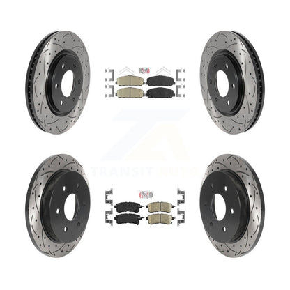 Kit de rotors de frein à disque avec fente de forage revêtue de tampons en céramique avant et arrière pour Nissan Armad
