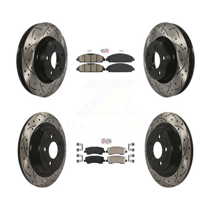 Kit de rotors de frein à fente de forage de tampon en céramique avant et arrière pour Ford Mustang V6 avec 3.7