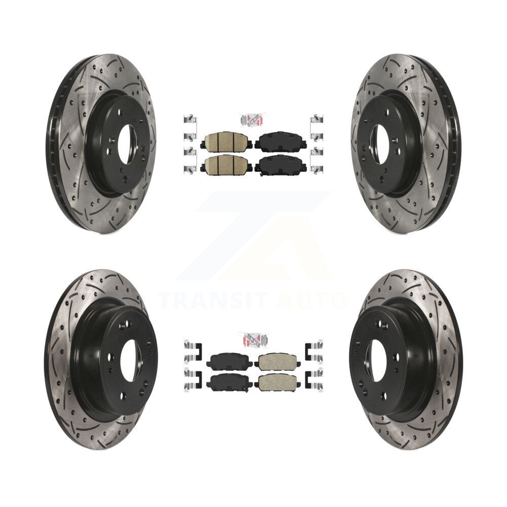 Kit de Rotors de frein à disque à fente de forage de tampon en céramique avant et arrière pour Honda HR-2016-2022