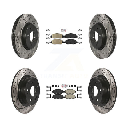 Kit de Rotors de frein à disque à fente de forage de tampon en céramique avant et arrière pour Honda HR-2016-2022