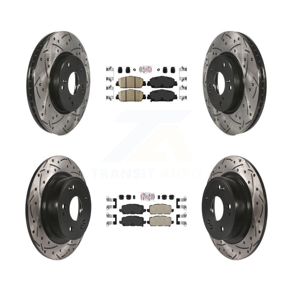 Kit de Rotors de frein à disque à fente de forage de tampon en céramique avant et arrière pour Honda HR-2016-2022