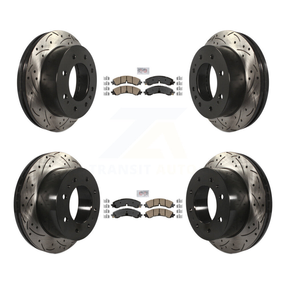Kit de Rotors de frein à fente de forage de tampon en céramique avant et arrière pour GMC Chevrolet Sierra 250