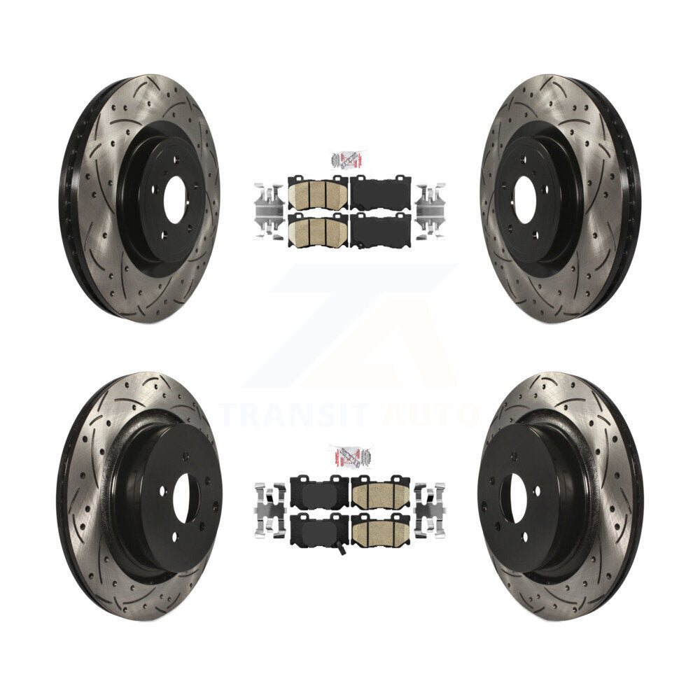 Kit de rotors de frein à disque avec fente de forage revêtue de tampons en céramique avant et arrière pour INFINITI FX5