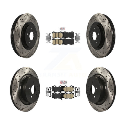 Kit de rotors de frein à disque avec fente de forage revêtue de tampons en céramique avant et arrière pour INFINITI FX5