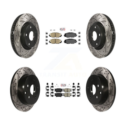 Kit de rotors de frein à disque à fente percée avec revêtement de tampon en céramique avant et arrière pour Toyota RAV