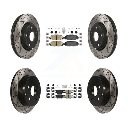 Kit de rotors de frein à disque à fente percée avec revêtement de tampon en céramique avant et arrière pour Toyota RAV