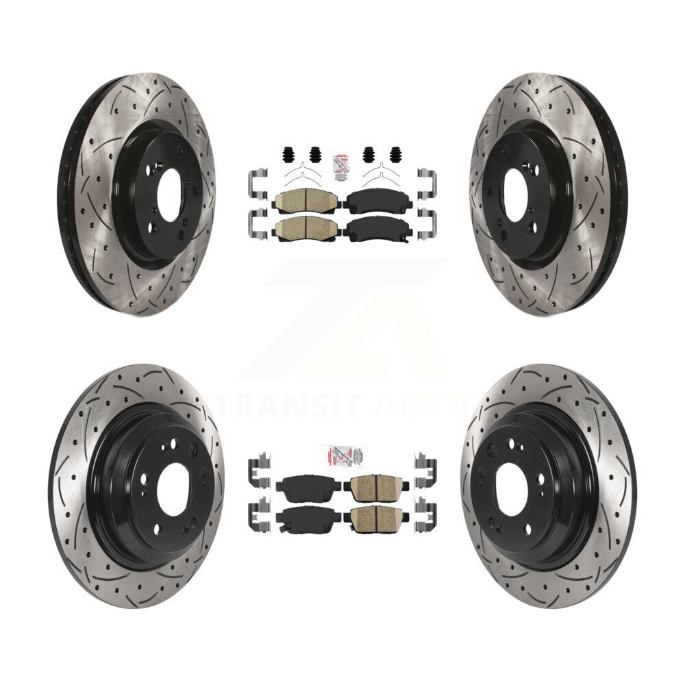 Kit de rotors de frein à disque à fente percée avec tampons en céramique avant et arrière pour Acura T 2009 – 2014