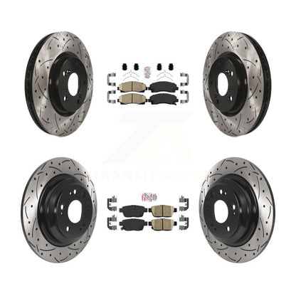 Kit de rotors de frein à disque à fente percée avec tampons en céramique avant et arrière pour Acura T 2009 – 2014