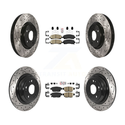 Kit de rotors de frein à disque à fente percée avec tampons en céramique avant et arrière pour Acura T 2009 – 2014