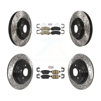 Kit de rotors de frein à disque à fente percée avec tampons en céramique avant et arrière pour Acura T 2009 – 2014