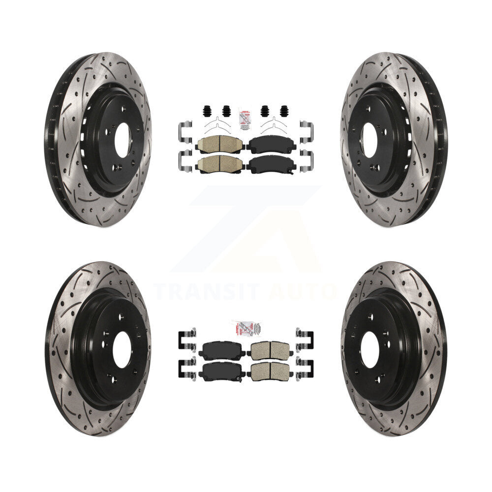 Kit de Rotor de frein à disque à fente percée avec tampons en céramique avant et arrière pour Acura TL 2015 – 2020