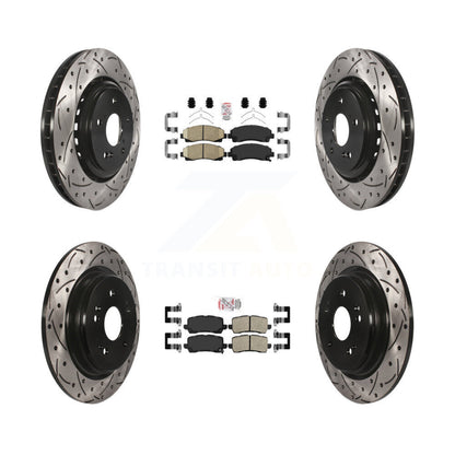 Kit de Rotor de frein à disque à fente percée avec tampons en céramique avant et arrière pour Acura TL 2015 – 2020