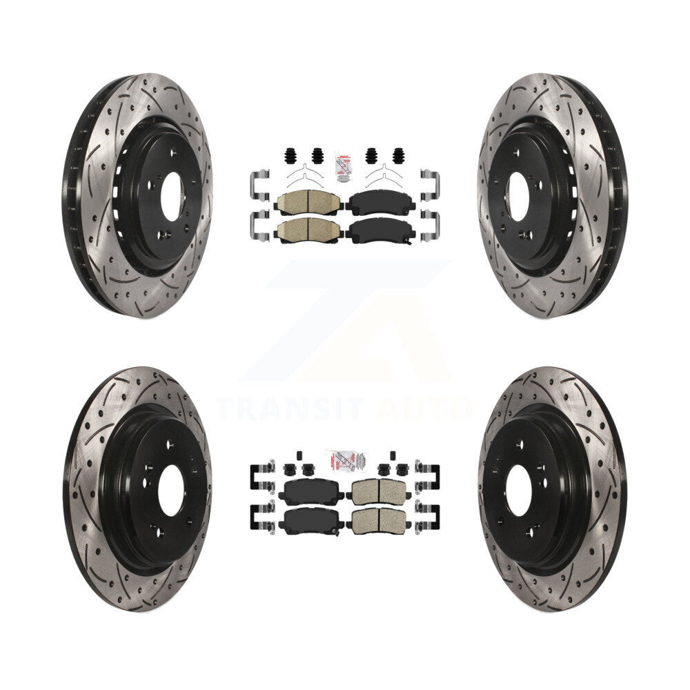 Kit de Rotor de frein à disque à fente percée avec tampons en céramique avant et arrière pour Acura TL 2015 – 2020