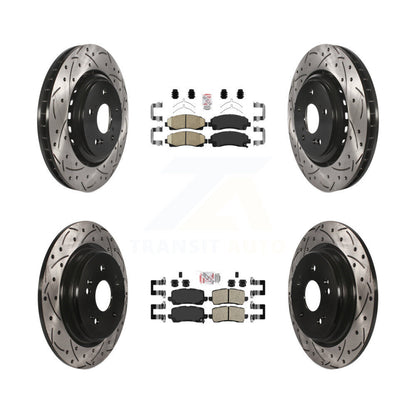 Kit de Rotor de frein à disque à fente percée avec tampons en céramique avant et arrière pour Acura TL 2015 – 2020