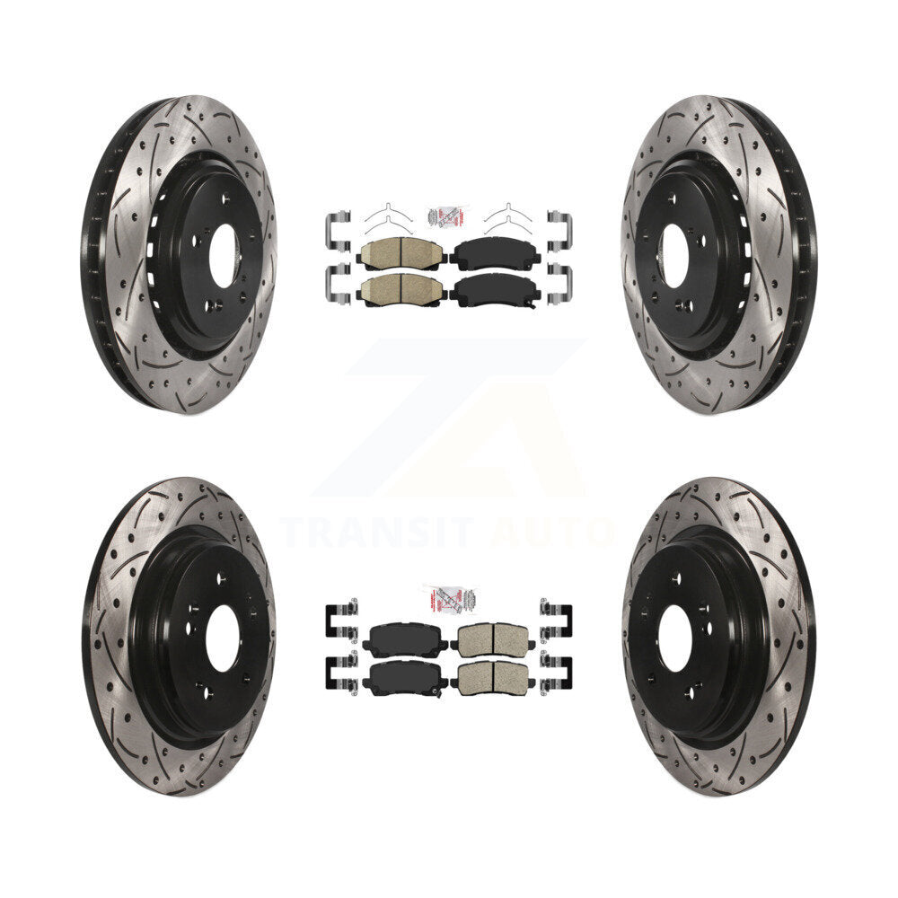 Kit de Rotor de frein à disque à fente percée avec tampons en céramique avant et arrière pour Acura TL 2015 – 2020