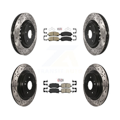 Kit de Rotor de frein à disque à fente percée avec tampons en céramique avant et arrière pour Acura TL 2015 – 2020
