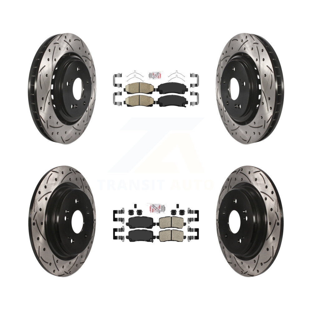 Kit de Rotor de frein à disque à fente percée avec tampons en céramique avant et arrière pour Acura TL 2015 – 2020