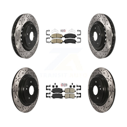 Kit de Rotor de frein à disque à fente percée avec tampons en céramique avant et arrière pour Acura TL 2015 – 2020